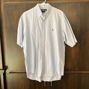 Ralph Lauren Short Sleeve Blue Striped Button Down XL